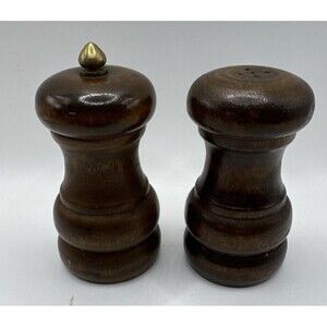 Vintage Wooden Salt & Pepper Shakers | Rustic Farmhouse Kitchen Decor 3 1/2